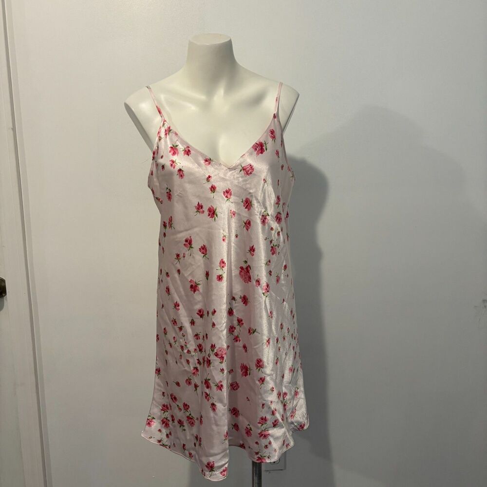 Maidenform size Large Ditzy Floral Light Pink Coquette Girly Mini Slip Dress